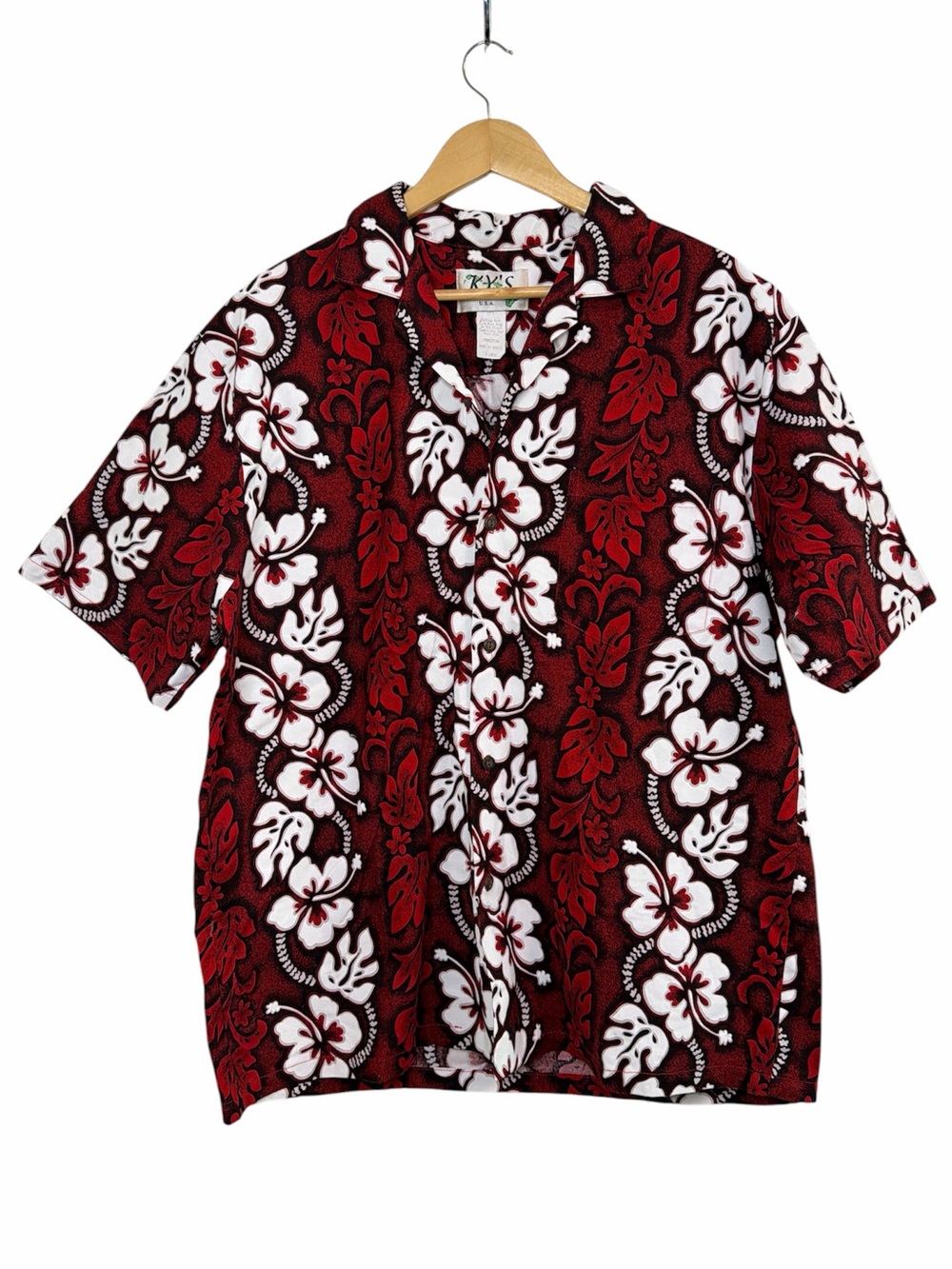 Ky’s Hawaii USA Red Floral Hawaiian Shirt Men’s XL